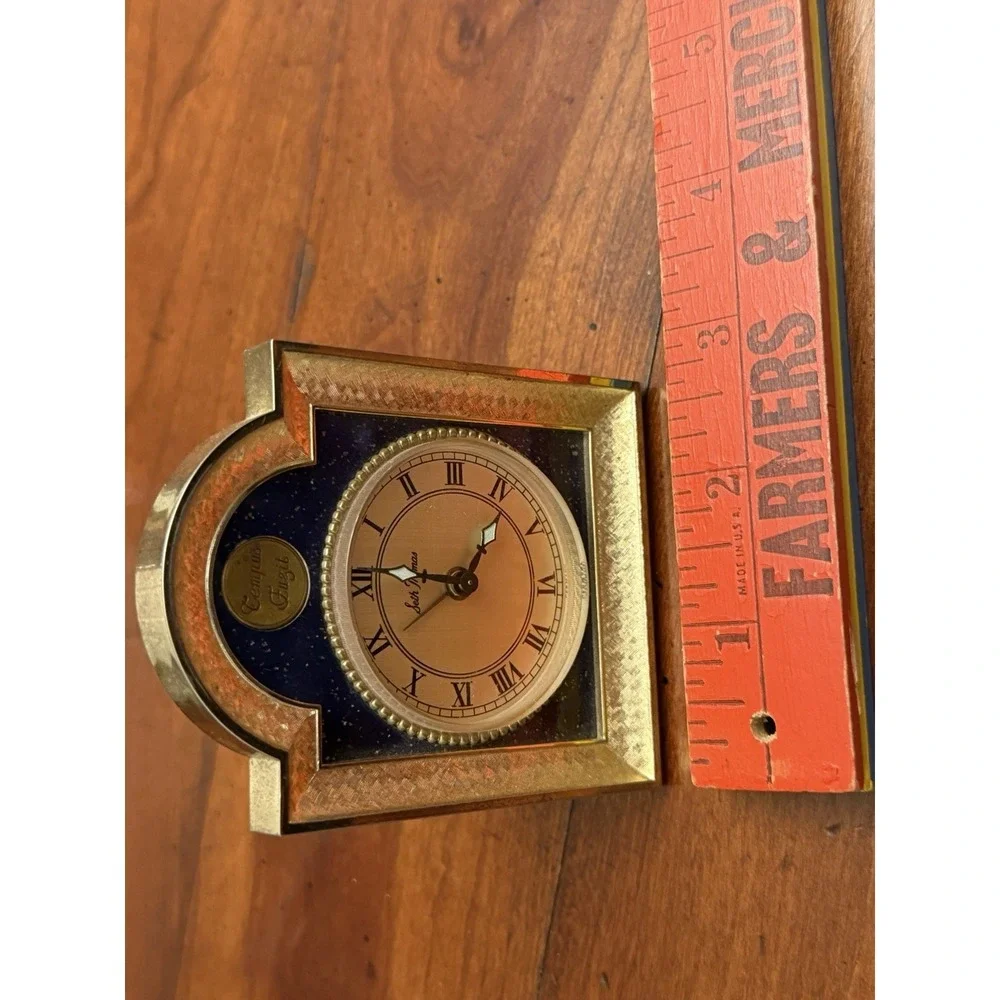 Vintage Seth Thomas #746 Tempus Fugit Boudoir/Table Alarm Clock Blue Lapis w box